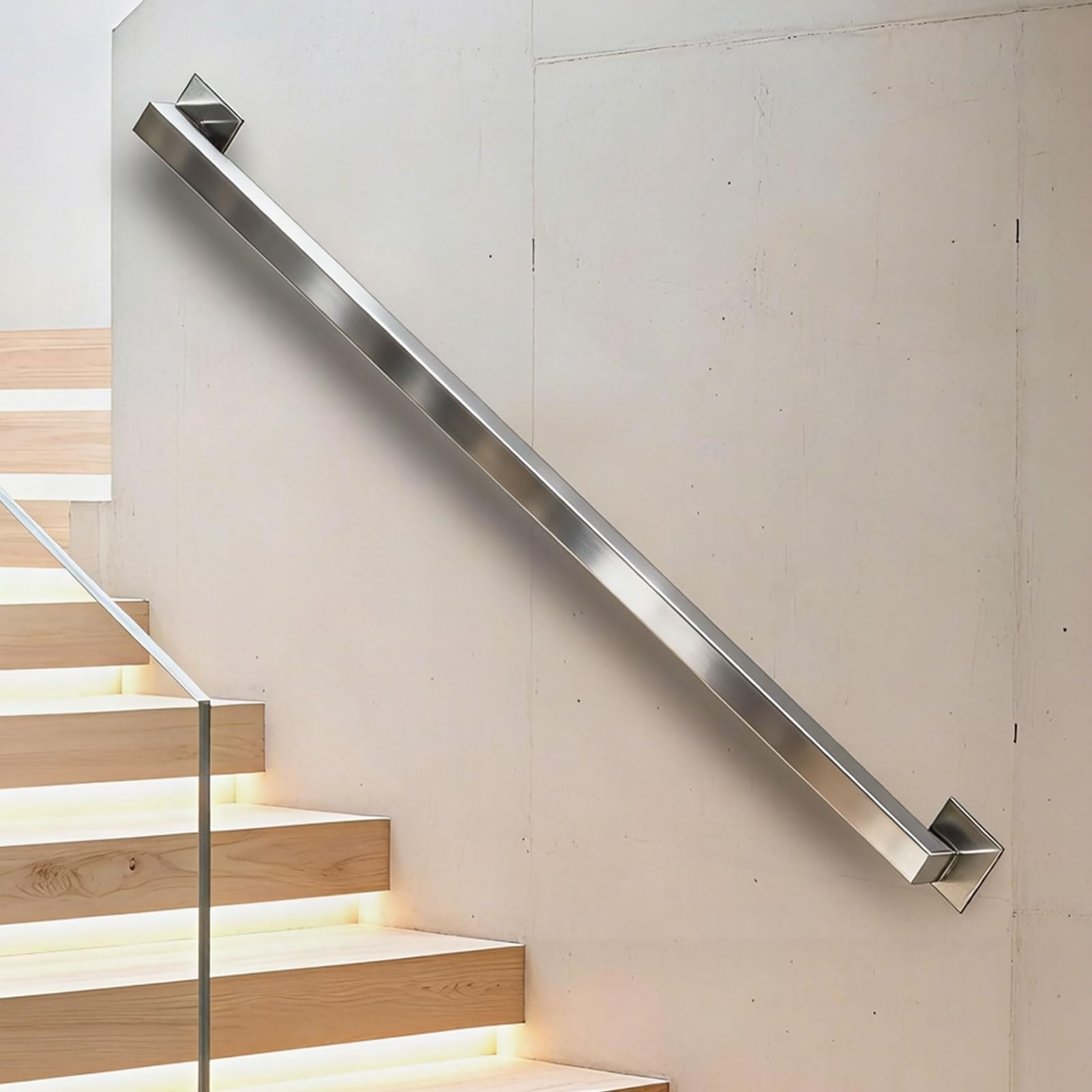 Stair Handrail for Walls - 1m 1.5m 2m 3m 4m 5m 6m Stairs Railings, Stainless Steel Staircase Banister Hand Rails, Safety Grab Rail(18ft/540cm)