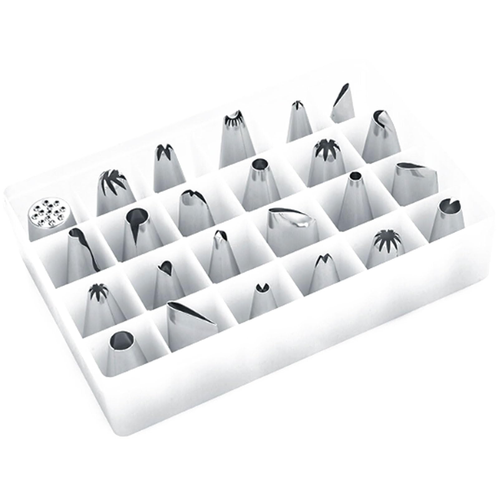 Juego de decoración Pasteles Acero Inoxidable 24 Piezas en Caja Blanca, Herramientas for Exprimir Crema compatibles con y Galletas
