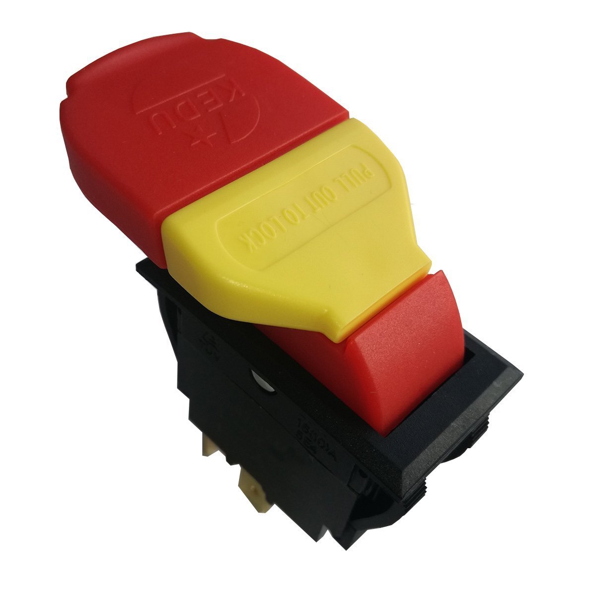Photo 1 of 125/250V 4 Pins Electromagnetic Push Button Switch On Off Key Switches Single Throw Bipolar Switches with 6.3 Male Tab for Power Tools 16(10) A HY18