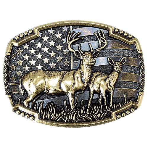 Image of CL&J BB Deer Belt Buckle Animals Western Cowboy Native American Motorcyclist (DER8G)