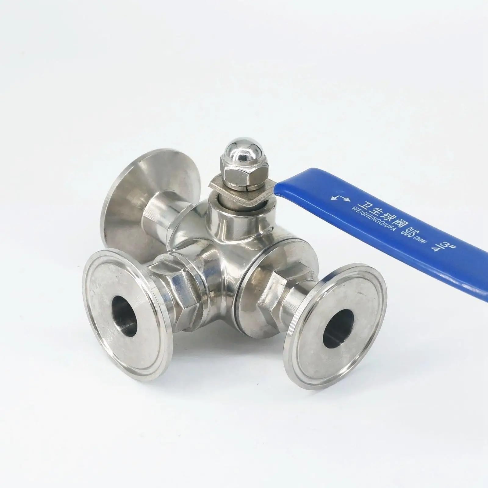 JNURGWLYH 3/4" 19mm 304 Stainless Steel 3 Way L Port Ball Valve 1.5" Tri Clamp Ferrule Type