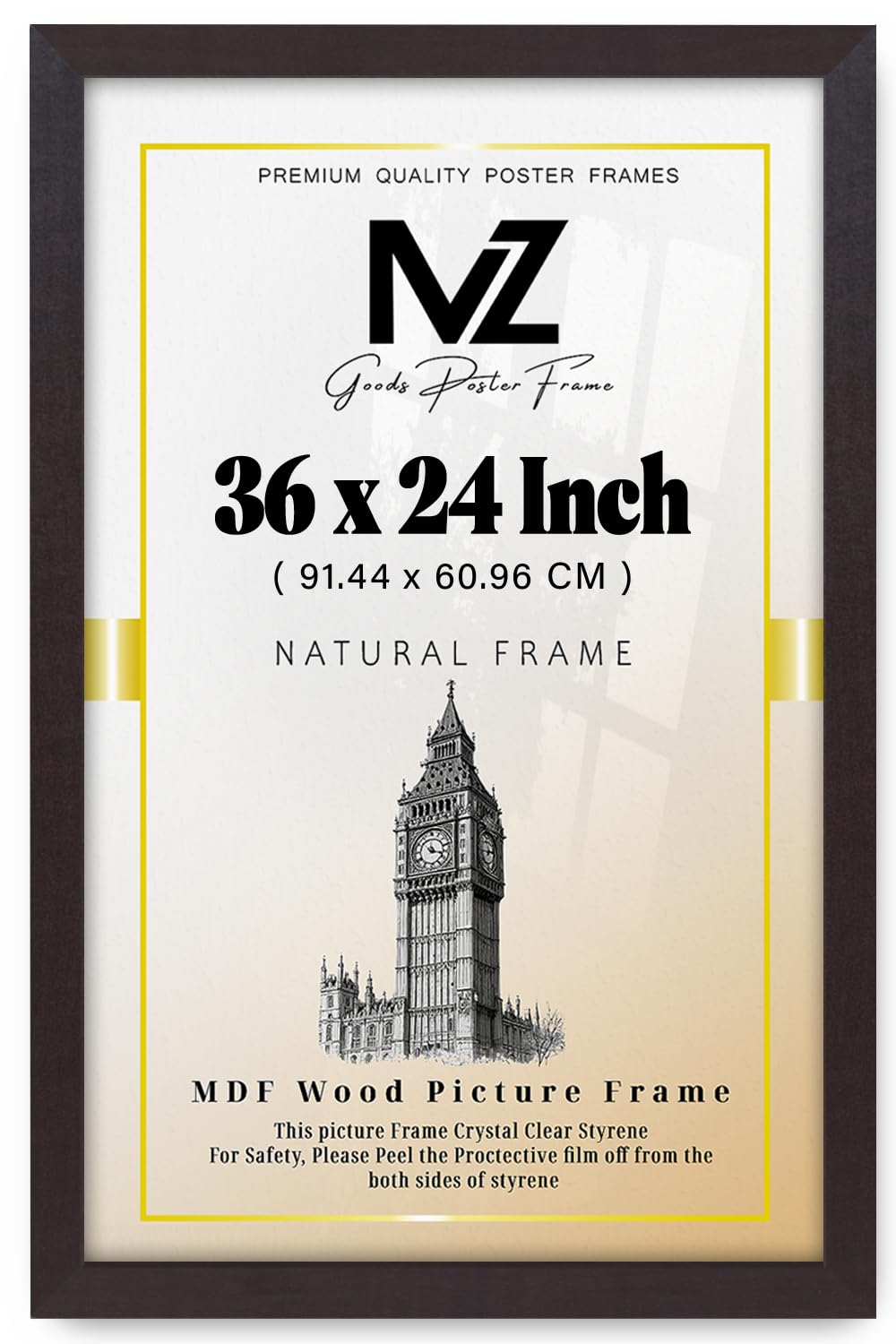 Mz Goods Mahogany | Stunning 3' 0" X 2' 0" Posters Frame - (91.44 X 60.96 Cm) Horizontal/Vertical Wall Hanging For Posters & Artwork 24 X 36 Inch [ ]