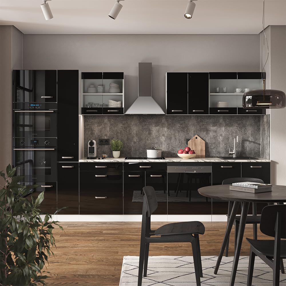 Vicco Cuisine R-Line, Noir Brillant/Blanc, 350cm