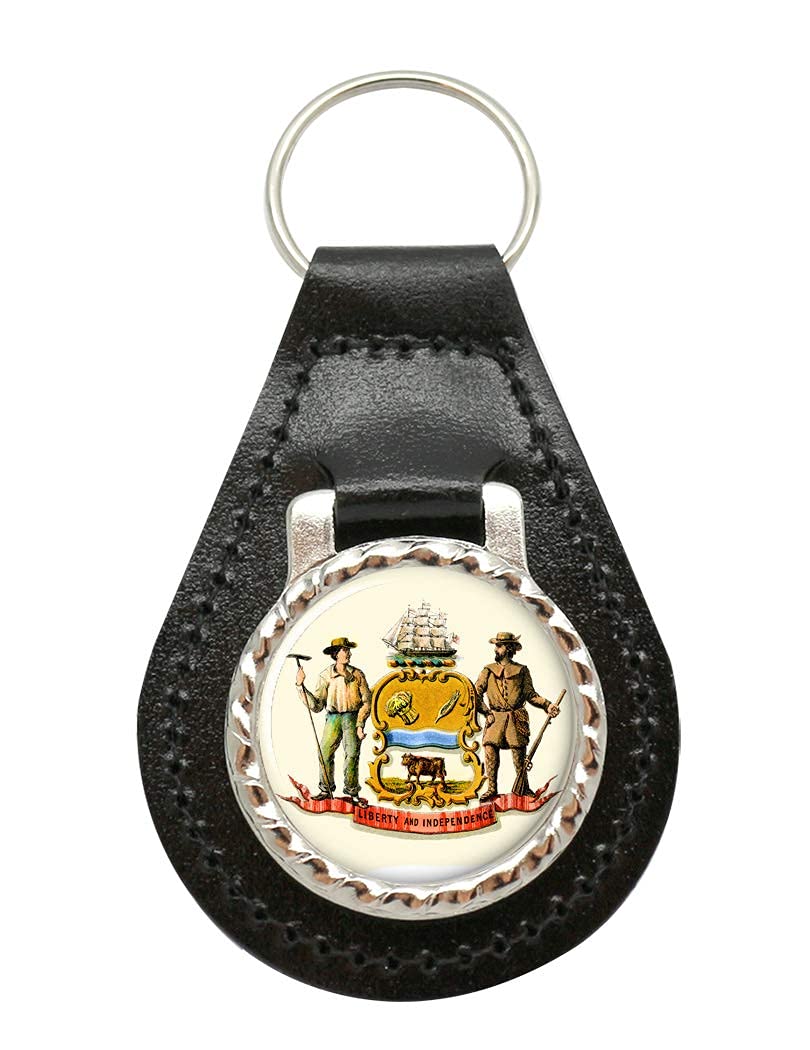 Giftshop UK Delaware USA Leather Key Fob