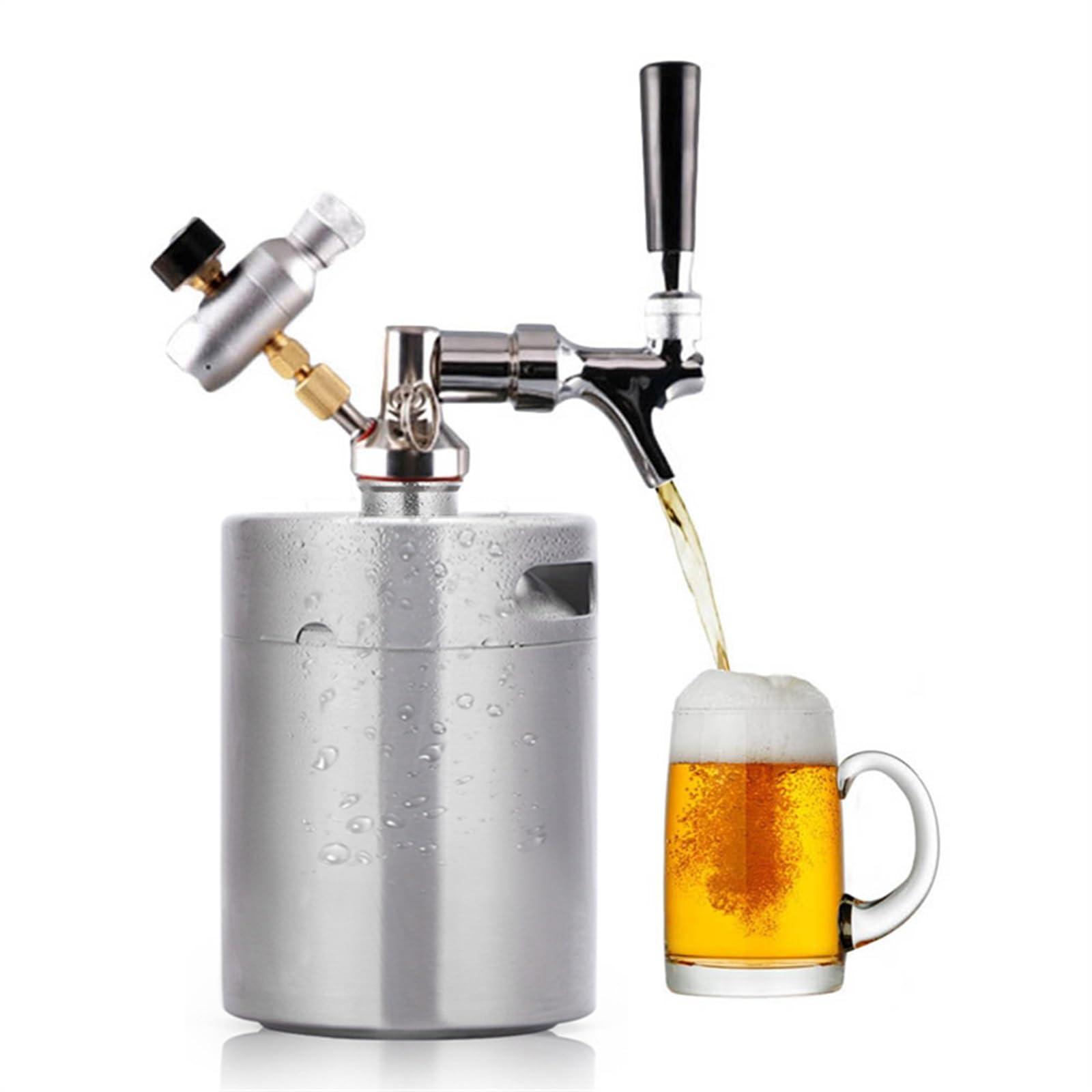 Cerveza elaborada Kit Cerveza Barril de Cerveza de 2 l/4 l/5 l con Asas Dobles para Hacer en el hogar Utensilios para la Cena de Camping(2L)