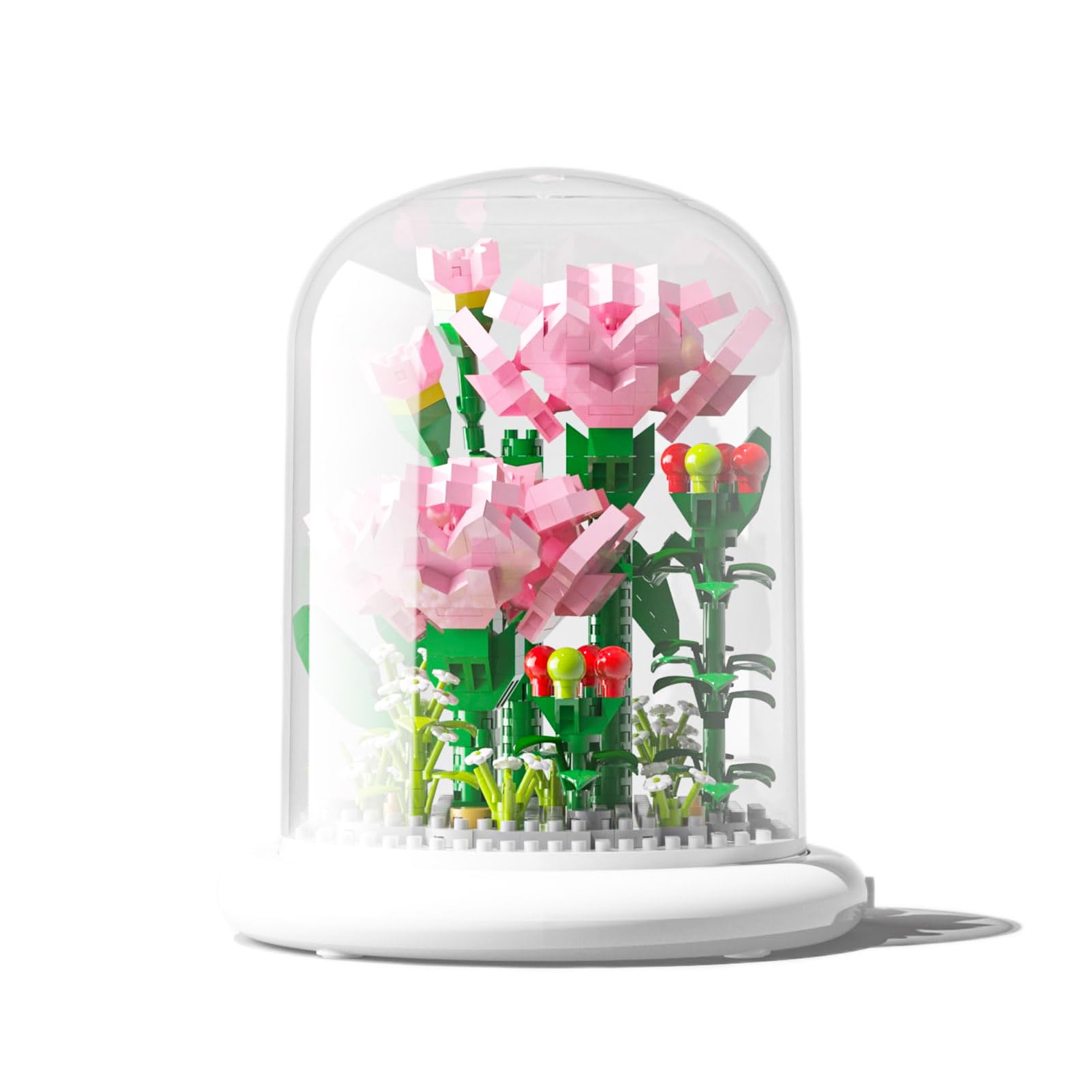 Mini Flower Bouquets Building Blocks,Easter Basket Stuffers,Mini Building Blocks Sets,Forever Carnations Decorated Flower with Dust Cover,Mother's Day,Birthday,Christmas