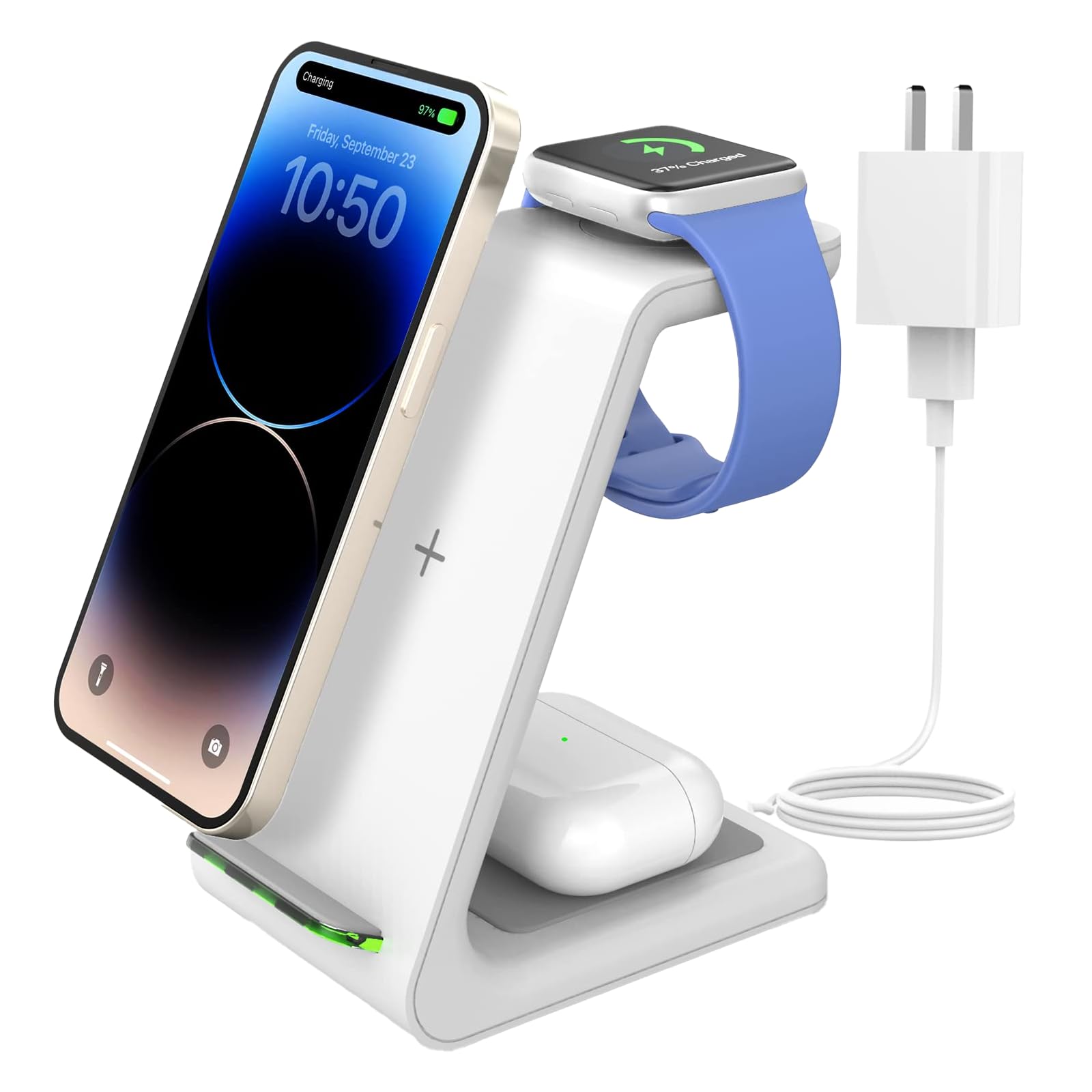 Wireless Charger, GEEKERA 3 in 1 Wireless Charging Station for iPhone 14/13/12/11/Pro/Pro Max/XS/XR/X/8, Charger Dock for Apple Watch 7/6/5/4/3/2/SE, Qi-Certified Charging Dock for AirPods Pro/3/2