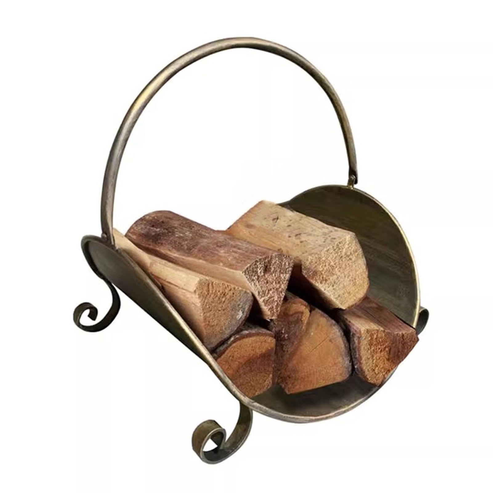 Portalegna in Metallo per Interni, portalegna in Ottone Nero per Soggiorno, Giardino, Campeggio, Piccolo portalegna per Camino, 16,5 x 16,9 x 12,6 Pollici