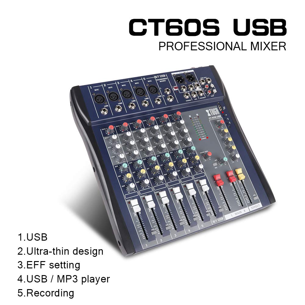XTUGA CT-60/120S USB Professional Stage Audio Mixer Built-in