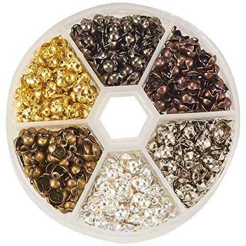 PandaHall Elite 1 Box Iron Round Spacer Beads Tips Findings for Jewelry Making