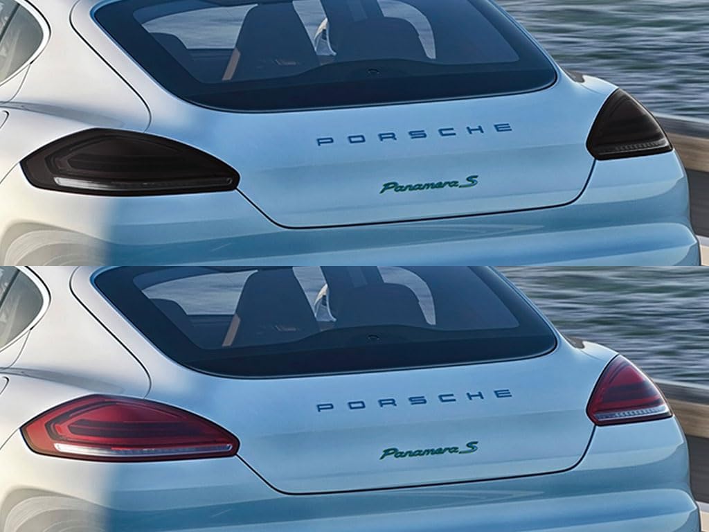 Rvinyl Tail Light Pre Cut Film Tint Cover Kit in Smoke Compatible with Porsche Panamera 2014-2016 - Adhesive Backs