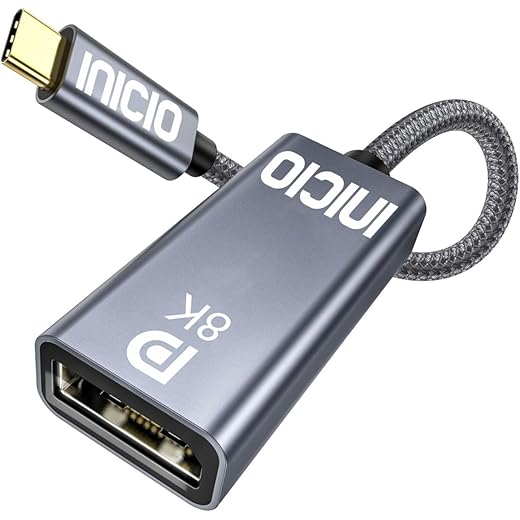 INICIO 8K USB C to DisplayPort 1.4 Adapter, 8K@60Hz 4K@144Hz HDR, Type C Thunderbolt 4/3 To DP1.4 Display Port Cable For MacBook Pro Air, iPad Pro/Air, iPhone 16 15, Galaxy S25 S24 S23, XPS 13/15 etc