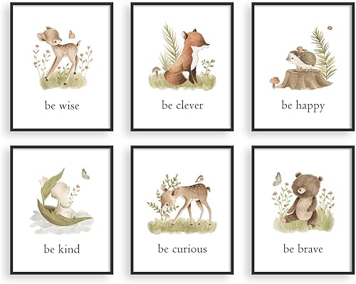 Miniatura 2 de heilkee Decoración de guardería de bosque, imágenes de animales de safari de selva para aula, arte de pared de bosque para dormitorio, género
