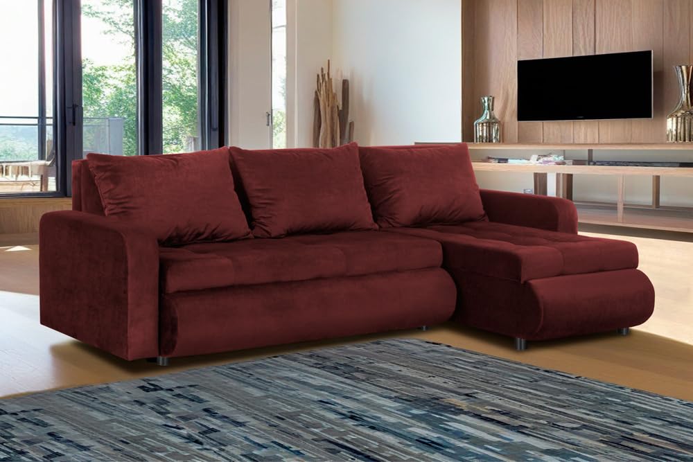 Serena Ecksofa 226x143x83cm Rot Wohnzimmer Couch Schlafsofa