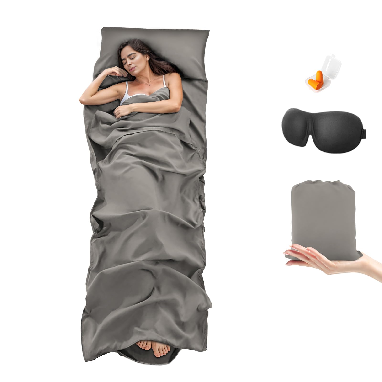 Sleeping Bag Liner,Travel Sheet &amp; Adult Sleep Sack, Camping Sheets Travel Sleep Sack for Backpacking,Hotels &amp; Hostels -Lightweight Single &amp;Double Travel Sheet Camping Sheets