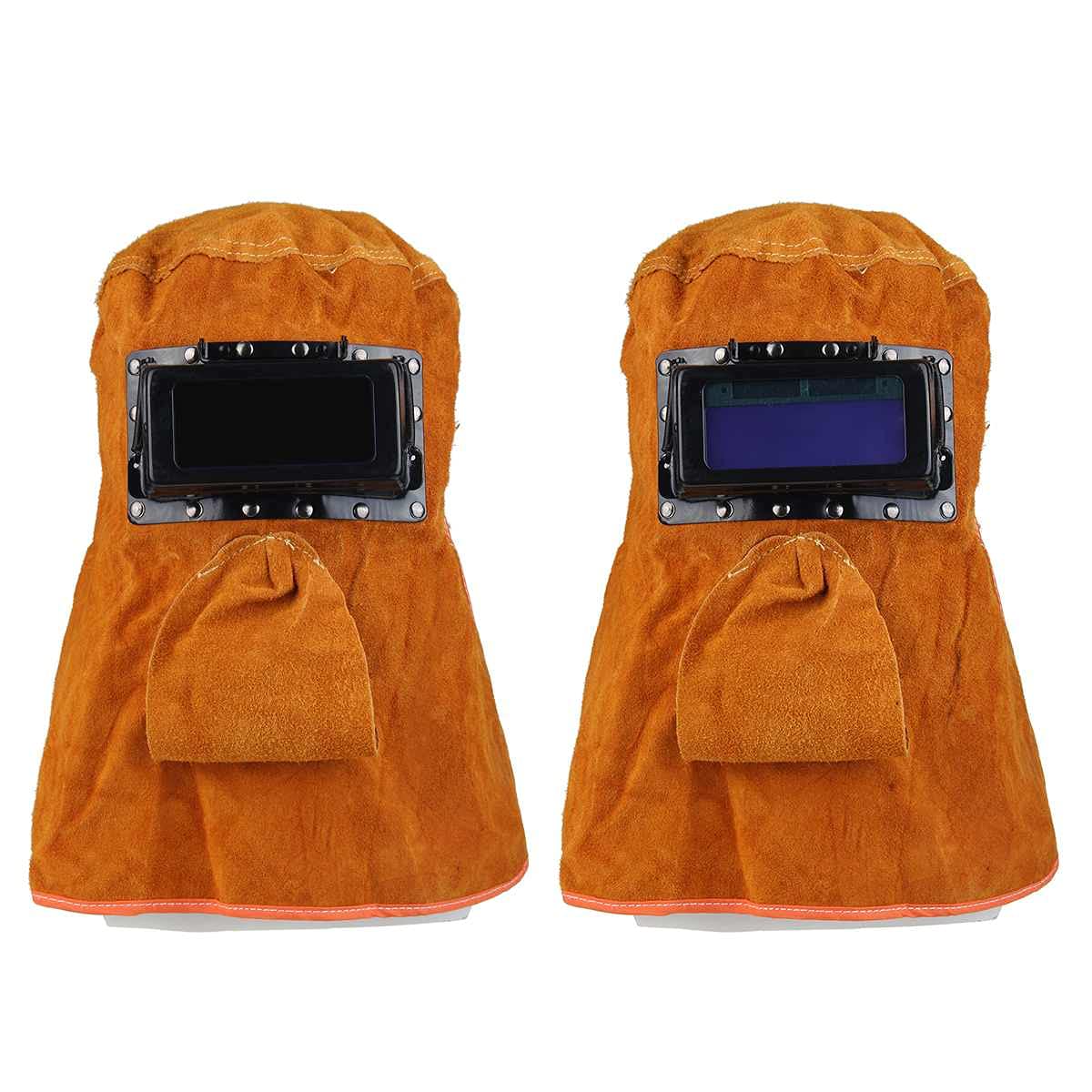 Mascaras de Soldar,Caretas Para Soldar Solar auto Darkening Filter Lens Soldador Cuero Capucha Soldadura Casco transpirable Máscara Amarillo Montado en la cabeza Capucha de cuero Molining(Clear Black)