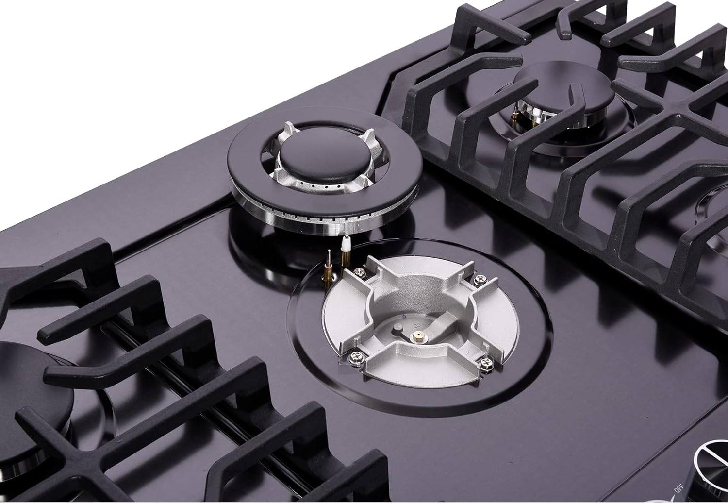 30 Inch Gas Cooktop DT5711BN Stainless Steel 5 Burner Gas Stove Top LPG/NG Convertible Gas Stovetop Thermocouple Protection Gas Cooktop