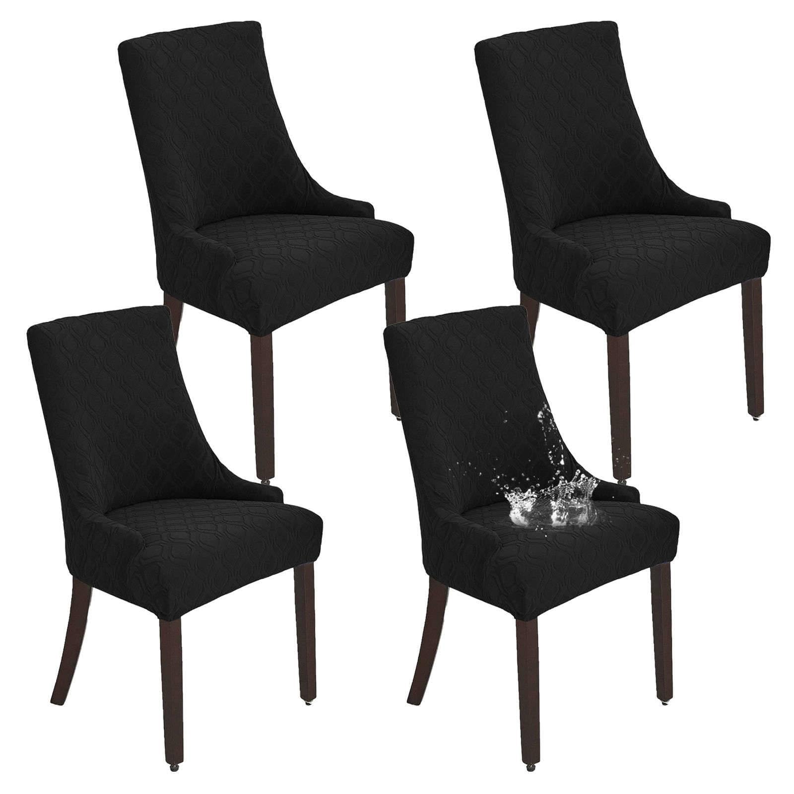 ZRCYXDW Waterproof Wingback Side Chair Slipcover, Stretch Wingback Chair Cover Slipcover Removable Dining Chair Covers Washable For Banquet Decoration-black-Set of 4