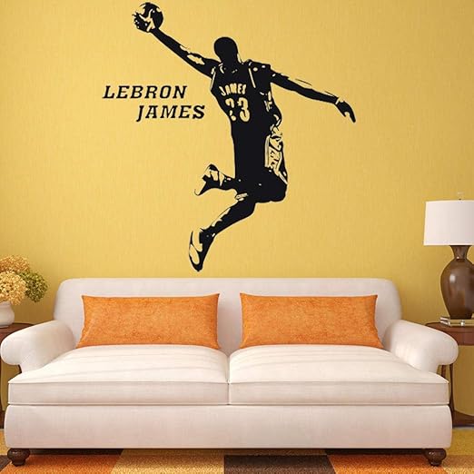 Amazon アートウォールステッカー取り外し可能なウォールステッカーバスケットボールの装飾レブロンジェームズルームの装飾3dポスター壁紙 ウォールステッカー オンライン通販