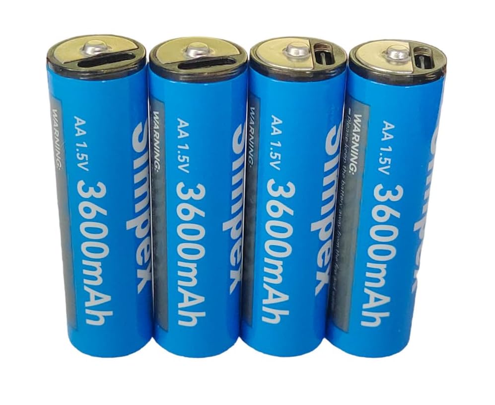 Simpex 36000mah Rechargable USB Type C Lithum Ion High Capacity AA Battery for Camera Flash Light Toys Torch Smart Lock (Pack of 4nos) (B0D7S9XGG1) Amazon Price History, Amazon Price Tracker