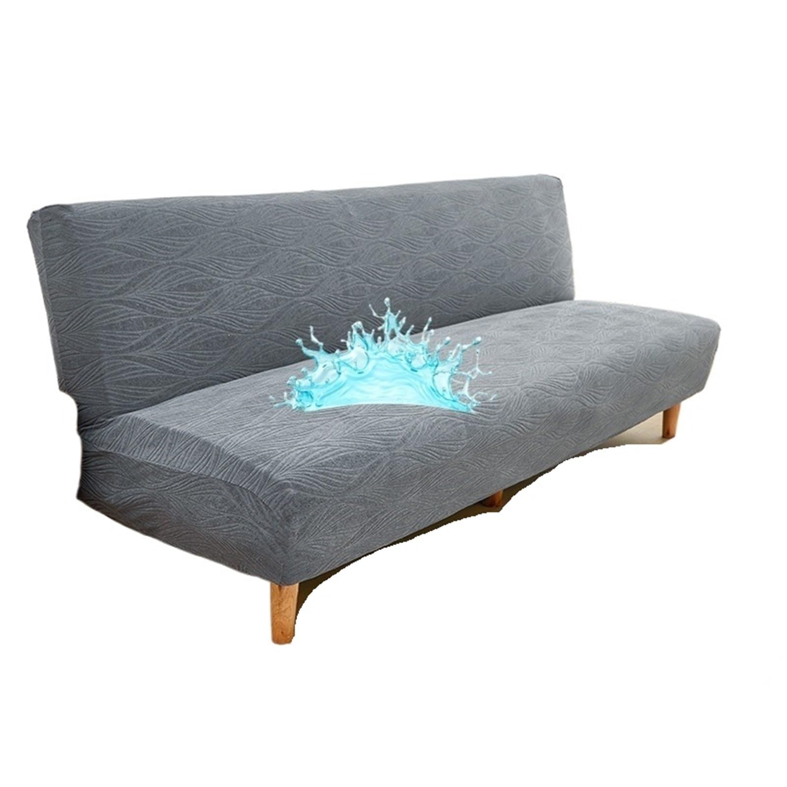 GCYEIDMA Armless Sofa Slipcover Jacquard Fabric Stretch Armless Sofa Bed Cover Protector Without Armress Elastic Slipcover(Dark Grey,SIZE-A)