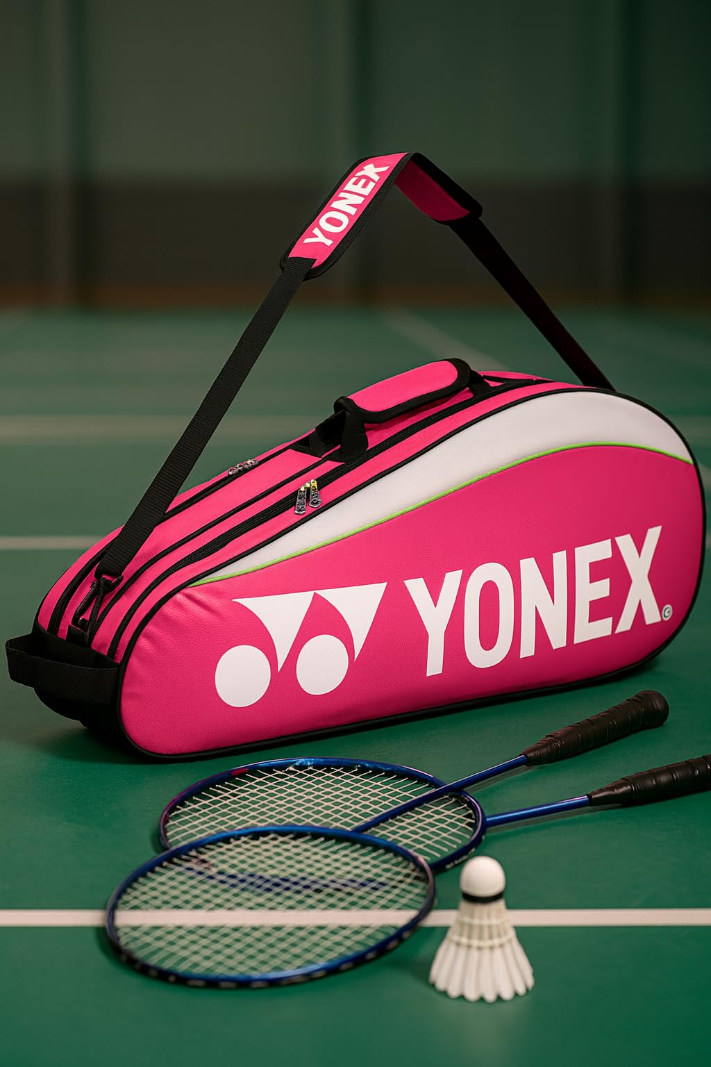 YONEX Bolsa bádminton 6 raquetas 3 bolsillos azul negro rojo amarillo rosa verde