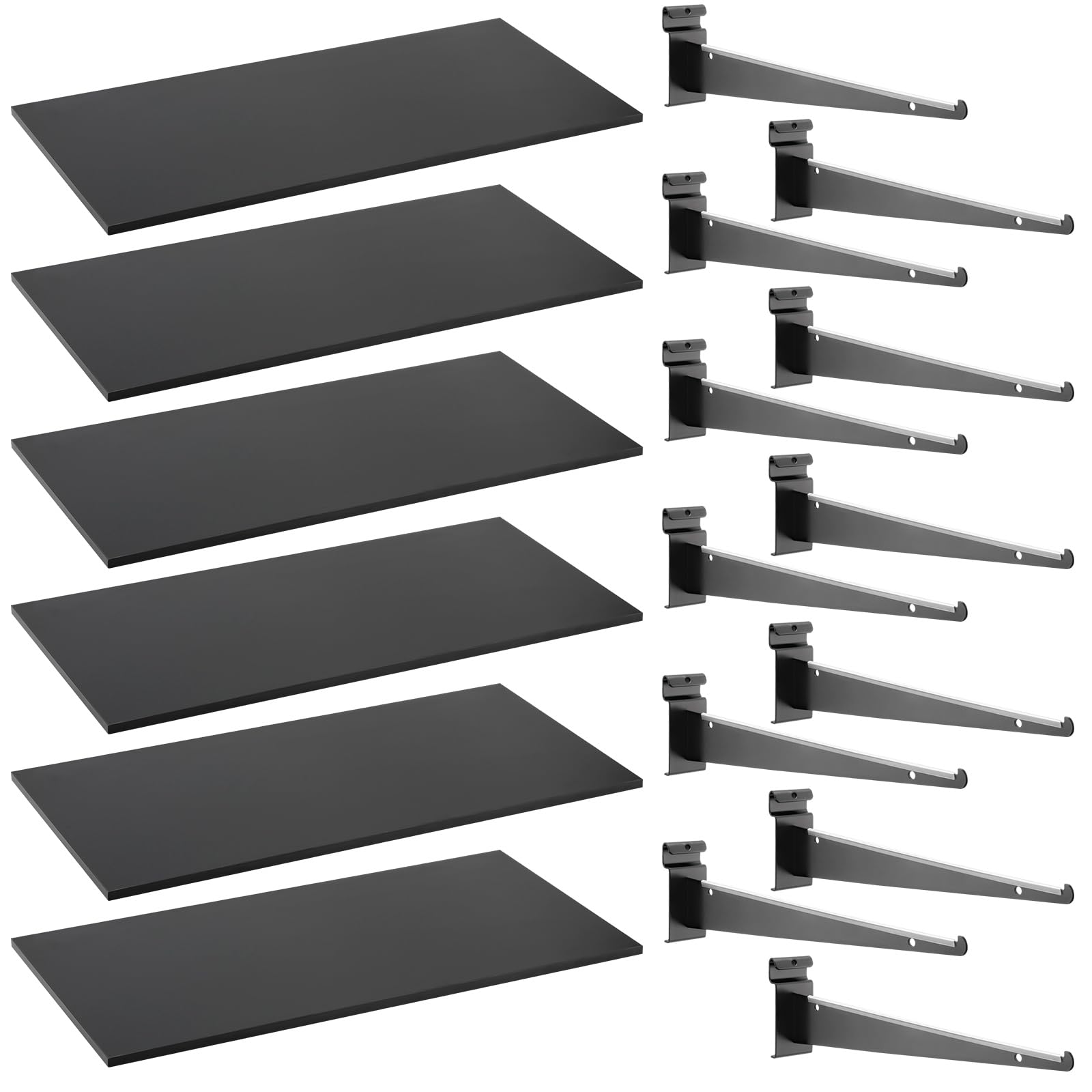 Barydat Slatwall-Regal aus Holz mit Metallhalterungen, 61 x 30,5 cm, strapazierfähig, schwarz, Slatwall-Regal, Organizer, Zubehör für Zuhause, Garage, Einzelhandel, Werkbank, Display Aufbewahrung und