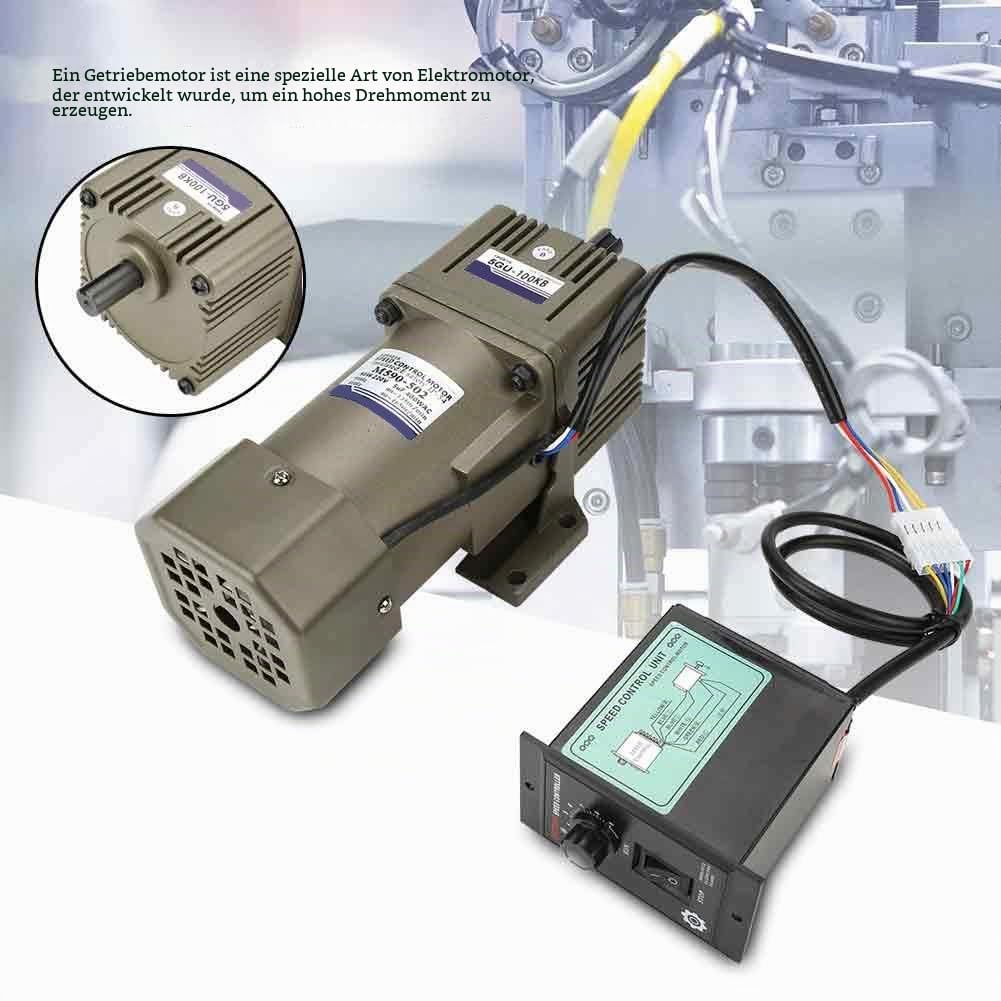AC220V Elektrische Getriebemotor, M590-502 90~1650 U/min 90 Watt Asynchronmotor Einphasen-Getriebemotor Einstellbare Geschwindigkeit 4 Pole mit Regler (100 Karat)