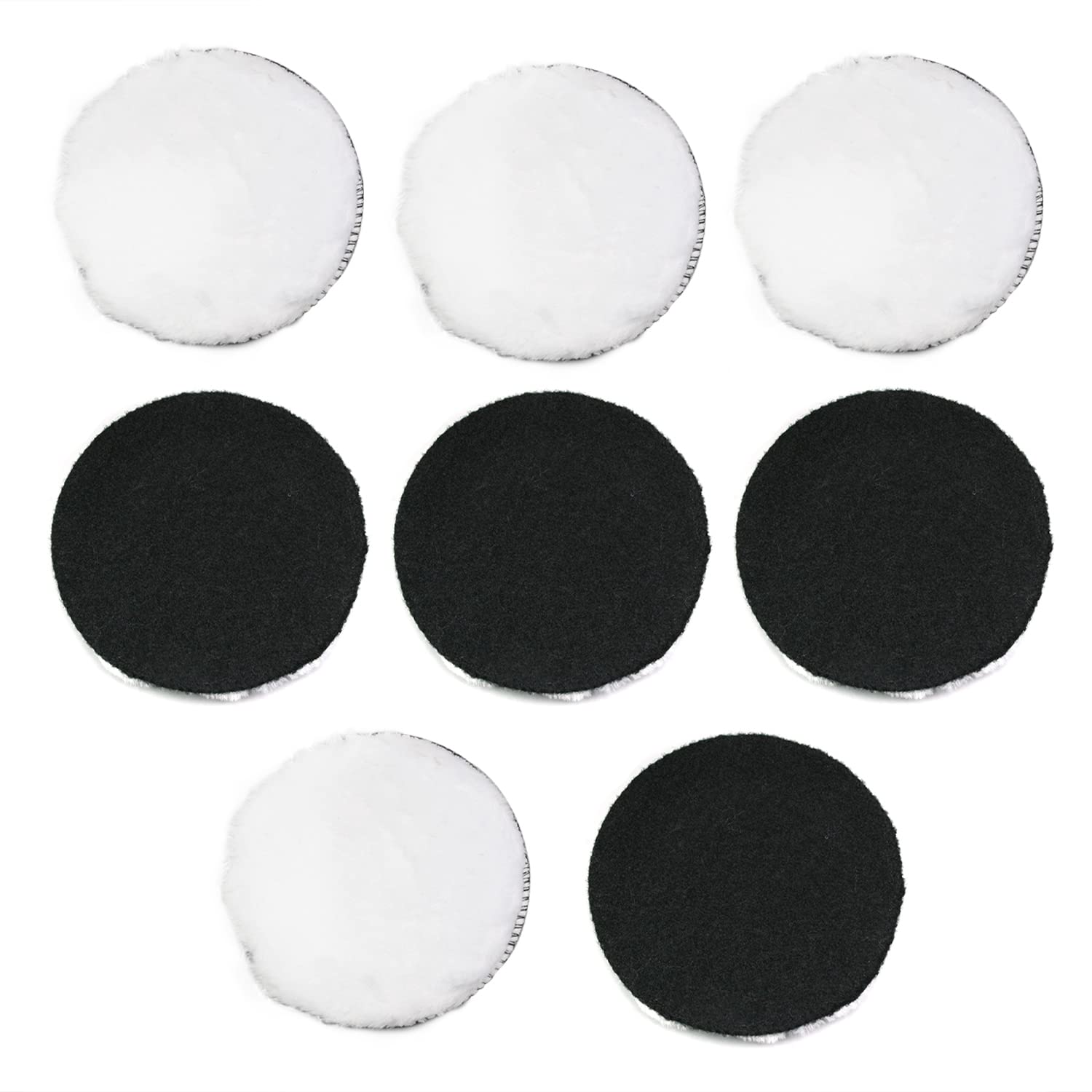 Auniwaig Wool Polishing Pad,6-Inch Soft Sheepskin Buffing Pads with Hook and Loop Back Wool Cutting Pad for Furniture, Glass,Auto Orbital Polisher Buffer 8PCS