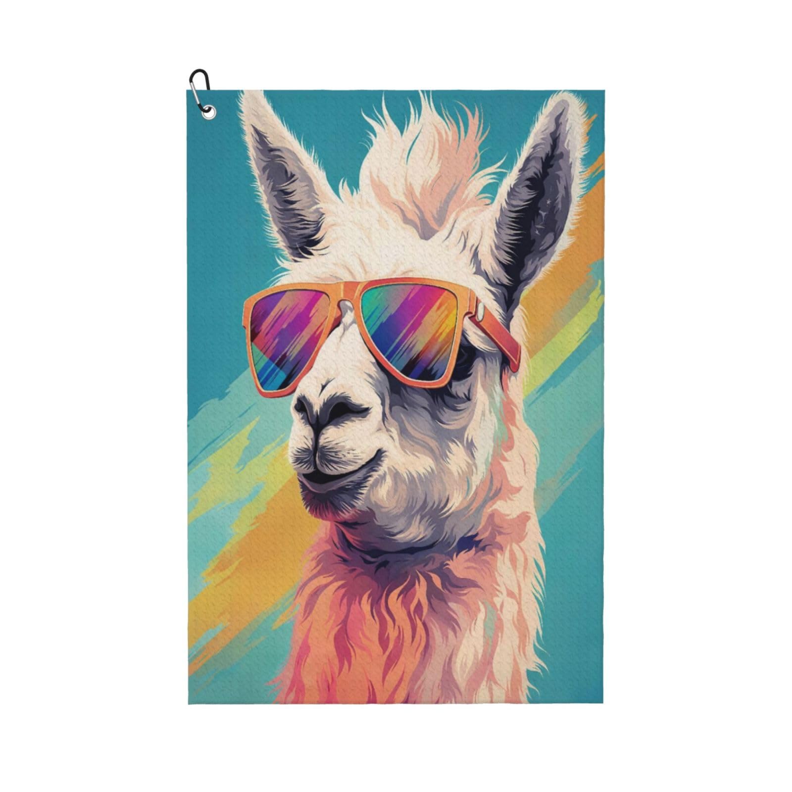 Oudrspo Adorable Cartoon Llama Multi-Functional Golf Towel | Absorbent Quick Drying 16x24in