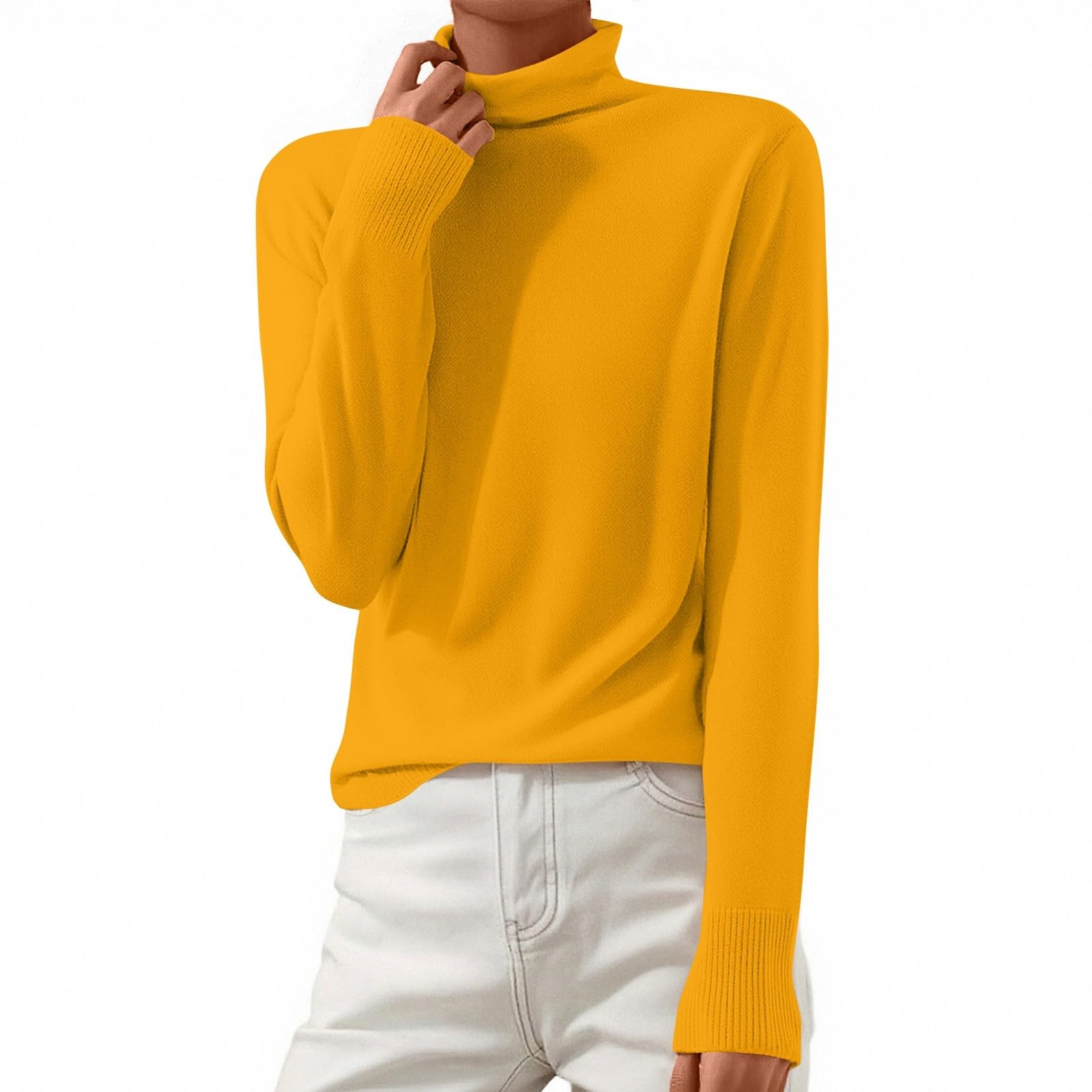 Turtleneck Sweater for Women Long Sleeve Tops Soft Knit Pullover Sweater Dressy Casual Shirts Fashion Clothing