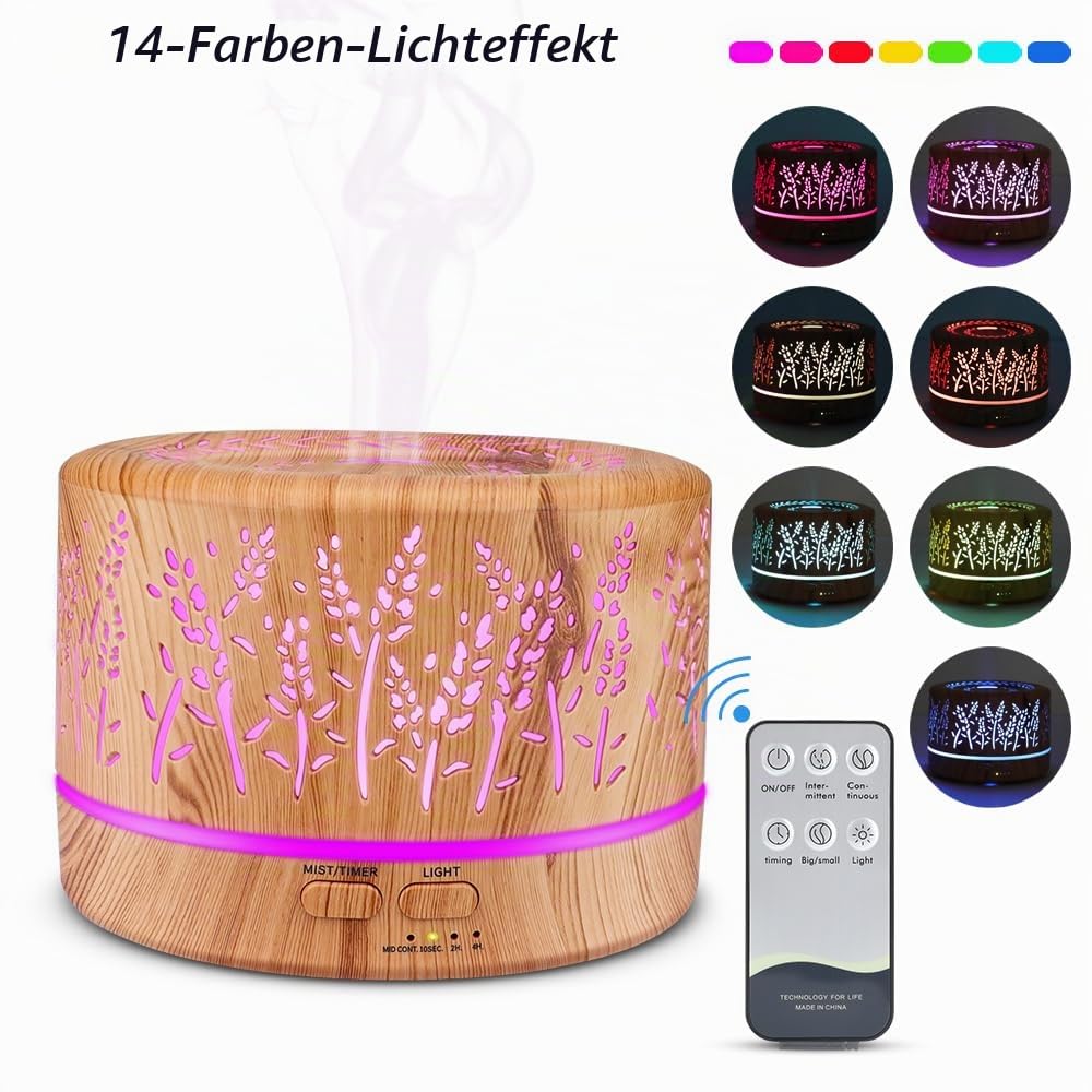 500ml Aroma Diffuser mit 8 * 10ml Essential Oil Ätherische Öl Set BPA Frei