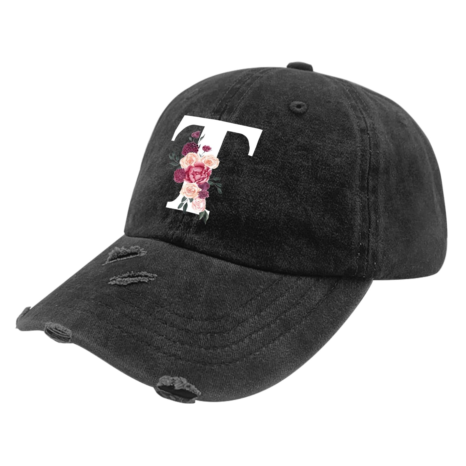 T Hat Classic Alphabetes A-Z Cute Letter Caps Cute Baseball Hat Hats for Girls Washed Distressed Funny Baseball Cap Gifts with Letter T