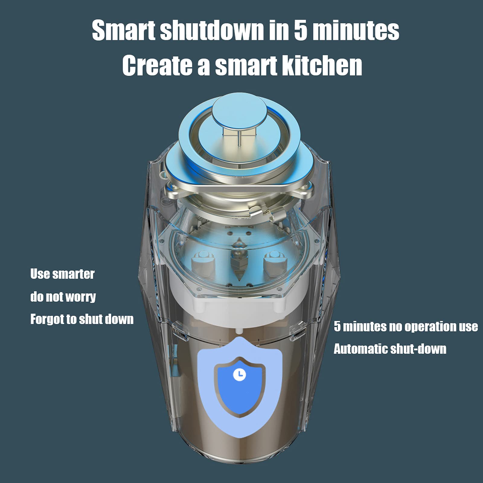 Triturador de Basura con recogedor de Alimentos, triturador de residuos domésticos, triturador de residuos de Cocina con Interruptor Inteligente inalámbrico, Apagado automático en 5 Minutos, Apto par