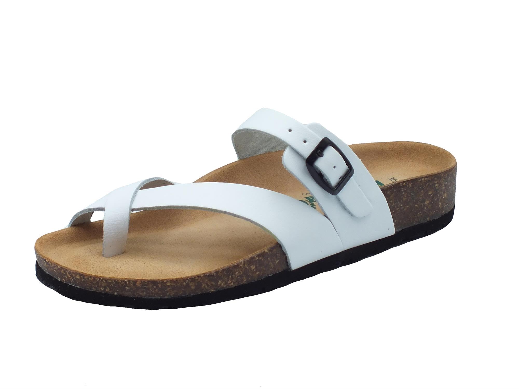 BioNatura 11A456 Imb Bycast Bianco Infradito per Donna in Pelle Zeppa Bassa (Taglia 39)