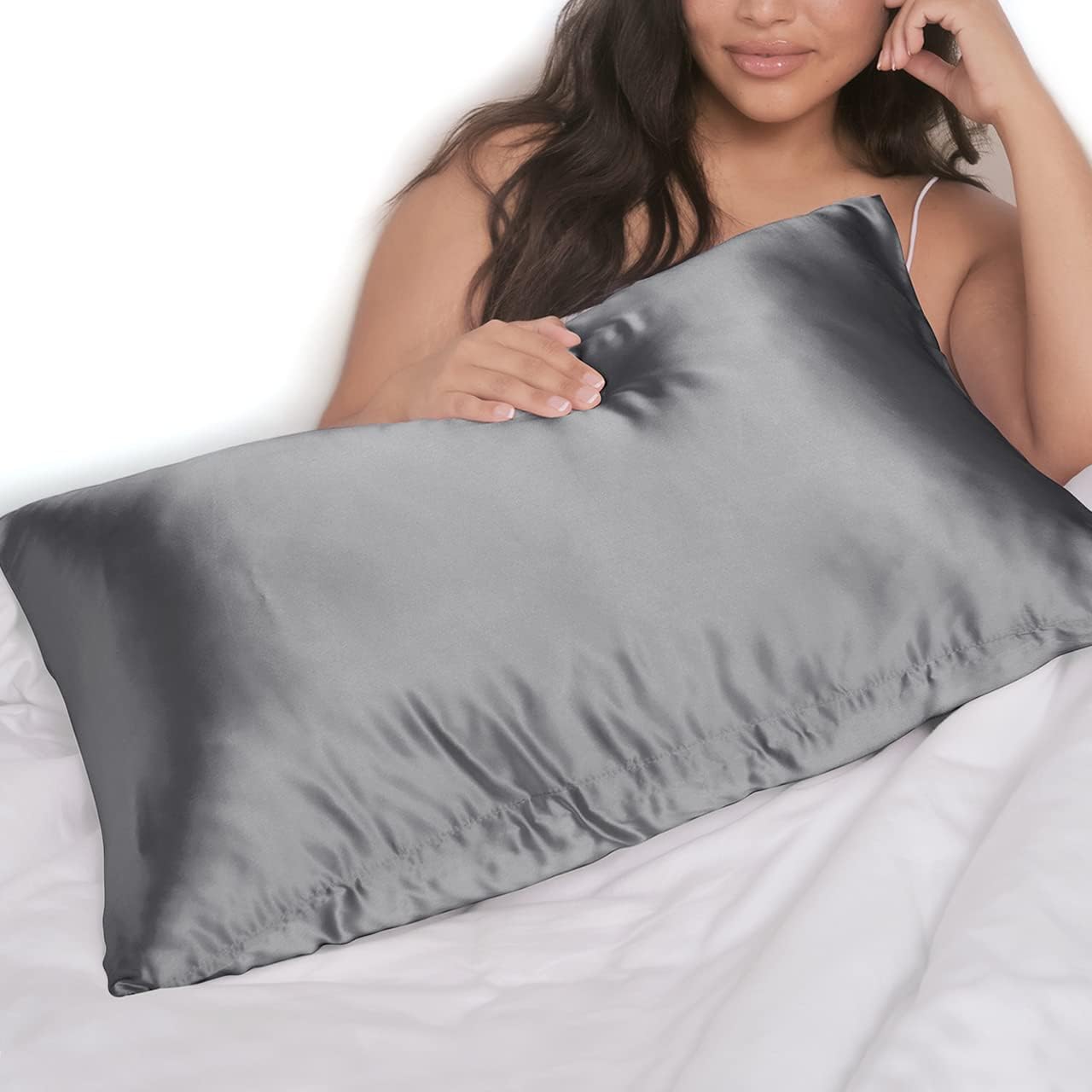 Kitsch Satin Pillowcase with Zipper for Hair & Skin - Softer Than Silk Pillow Cases, Smooth Cooling Satin Pillow Case, Wrinkle-Free, Machine Washable - Pillow Cases Standard Size (19x26) - Blush: King (1 Pack) Charcoal