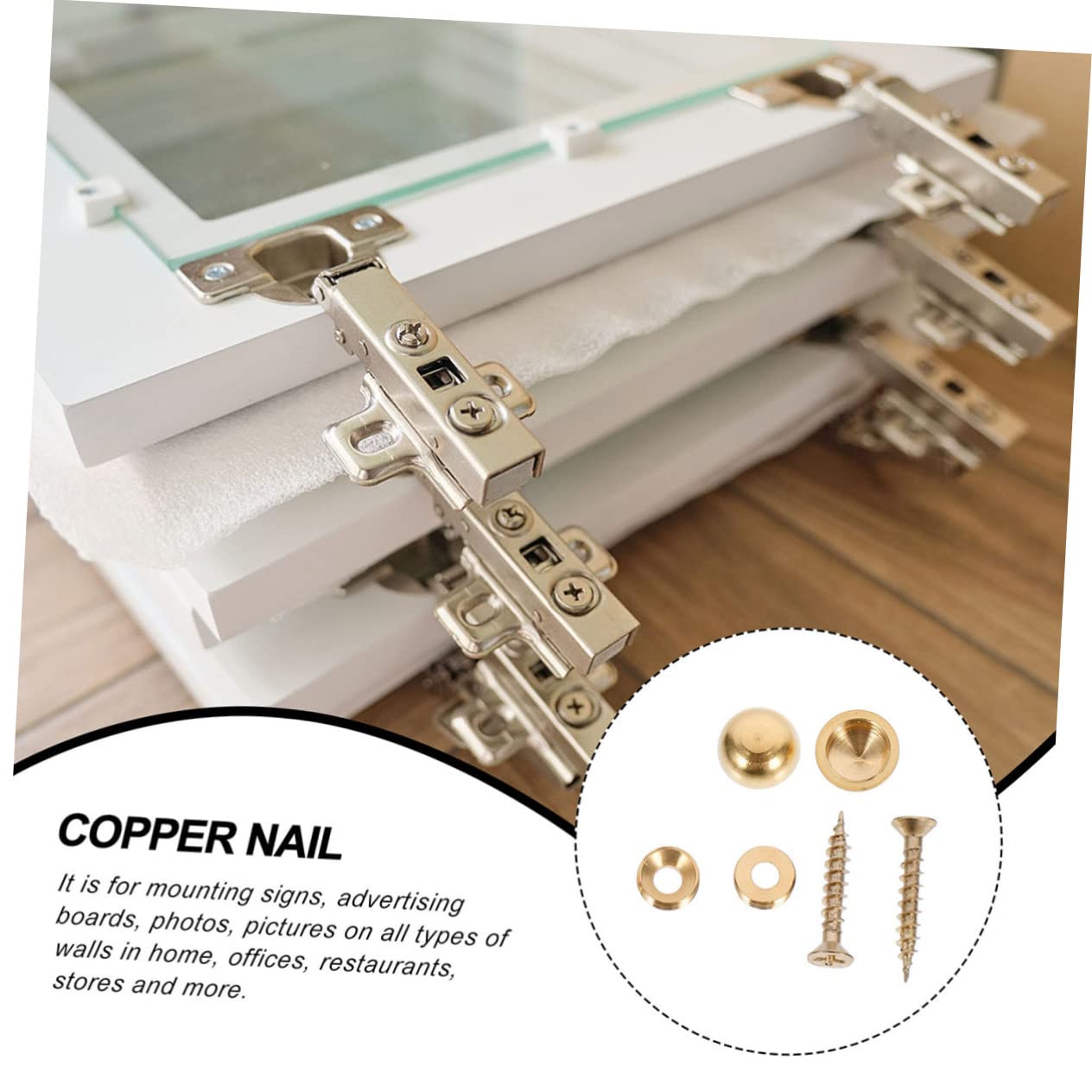 16pcs Copper Self-Tapping Screw Nails for Mirrors and Wardrobes
