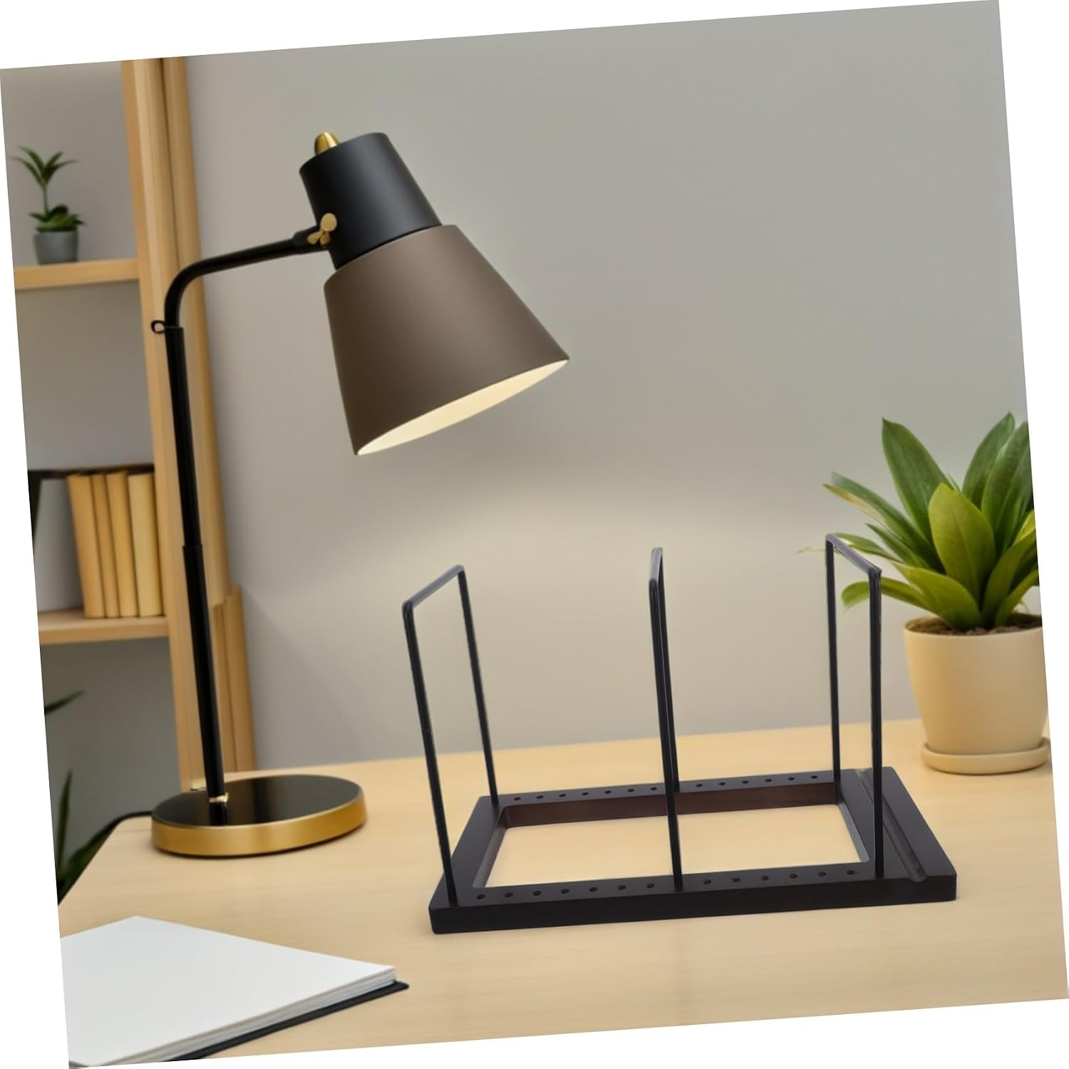 Wooden Vinyl Record Rack and CD Holder Large Capacity Non-skid Organizer Stand for Home Office Music Studio Tabletop Storage