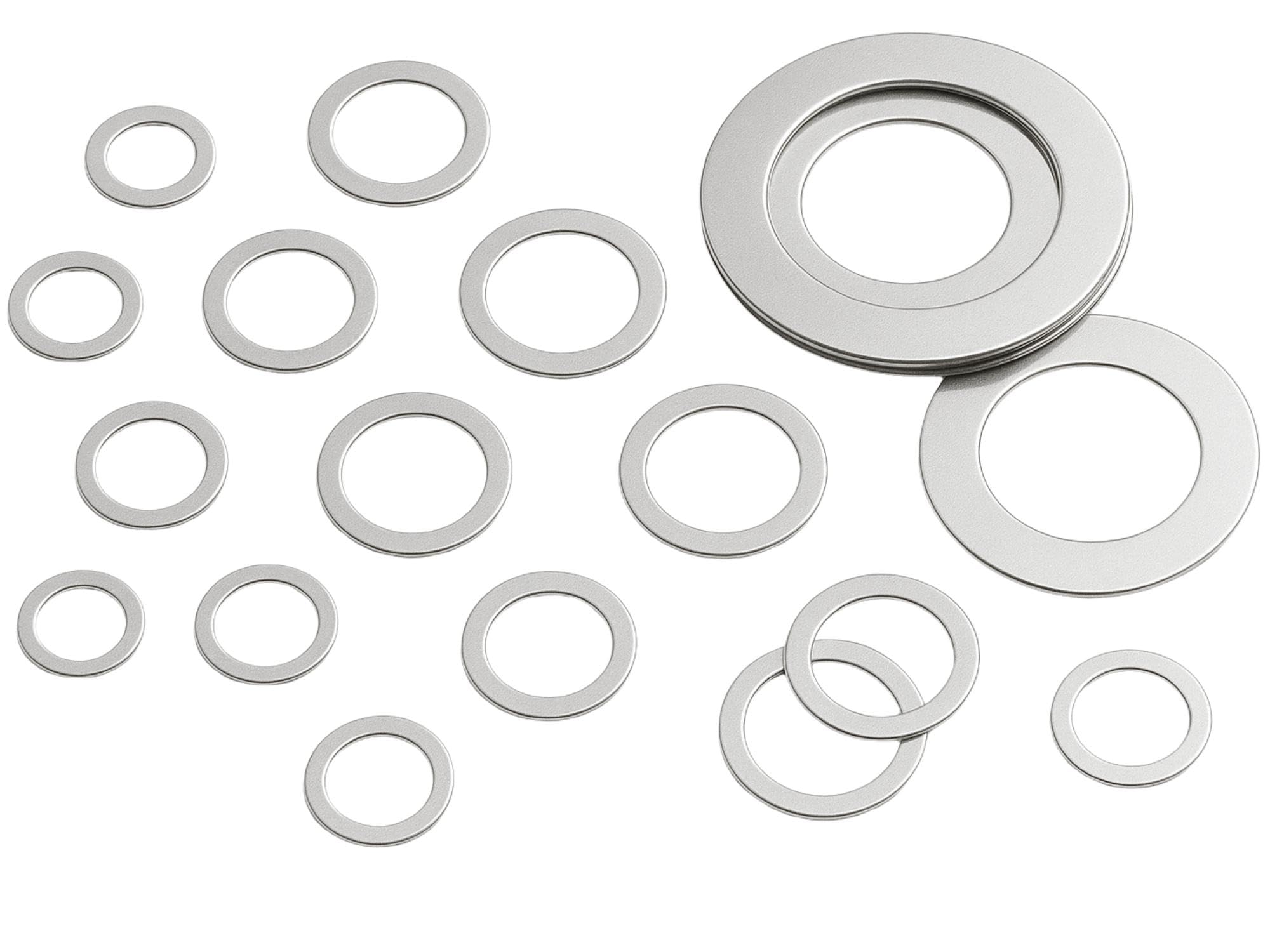 Passscheiben Sortiment 10x16mm 40tlg. Edelstahl DIN988 rostfrei 0,1mm - 0,5mm Scheibendicke Distanzscheiben Ausgleichsscheiben Set - rcbay