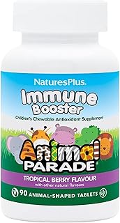 NaturesPlus Animal Parade Kids Immune Booster - Immune Support Supplement for Kids - Vitamin C, Zinc, Vitamin D, A, Herbs - Gluten Free, Vegan - 90 Chewable Tablets