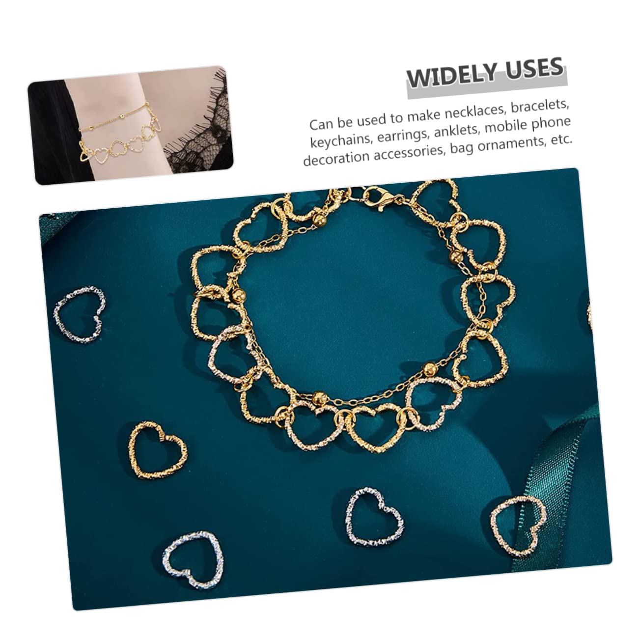 EXCEART 640pezzi Anelli Di Collegamento Forma Di Cuore Per Creazione Gioielli Facili Da Usare e Design Creativo Accessori Decorativi Resistente Per Artigianato