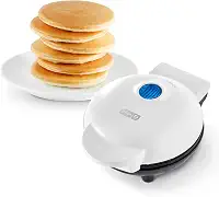 Dash DMS001WH Mini Maker Chapa Elétrica Redonda para Panquecas, Biscoitos, Ovos e Outros em Movimento, Café da Manhã, Almoço e Lanches, Branca de 10 cm