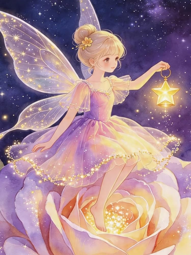 COKYIS Cross Stitch Kits for Adults Stamped 11CT Printed Cross Stitch Kit Fairy Girl Counted Embroidery Kits for Beginner Wall Art Home Decoration 40x50cm