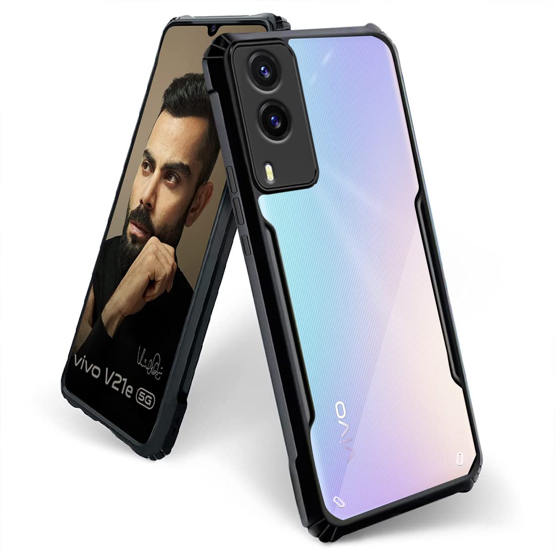 Fashionury Shock Proof Clear Protective Back Case for Vivo V21e 5G | 360 Degree Camera Protection | Back Case Mobile Cover for Vivo V21e 5G - Black (B0C3QQY3TM) Amazon Price History, Amazon Price Tracker