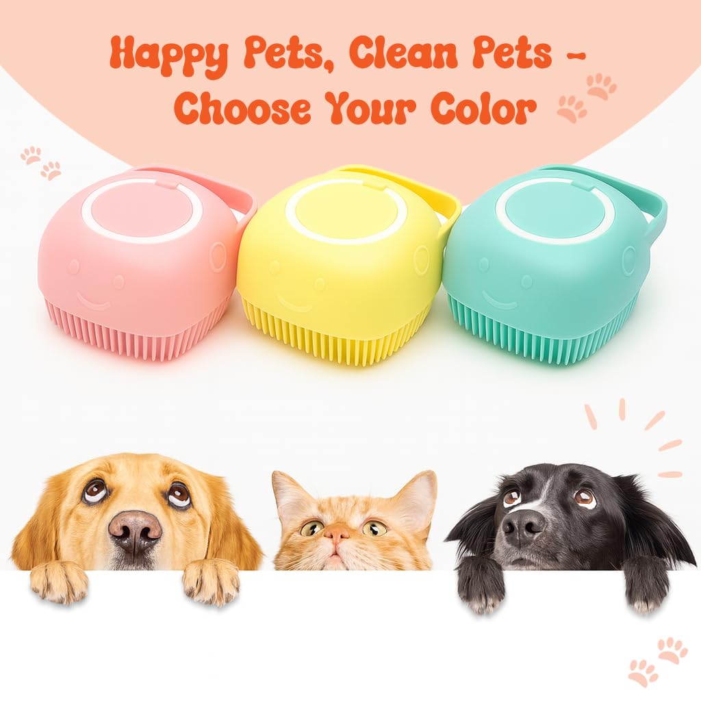 HamInWay Dog Bath Brush, 2-in-1 Dog Grooming Brush with Built-in Shampoo Dispenser, Gentle Silicone Bristles for Bath & Massage, Non-Slip Handle, Easy Clean Design for Dogs, Cats & Small Pets, Blue - image 6