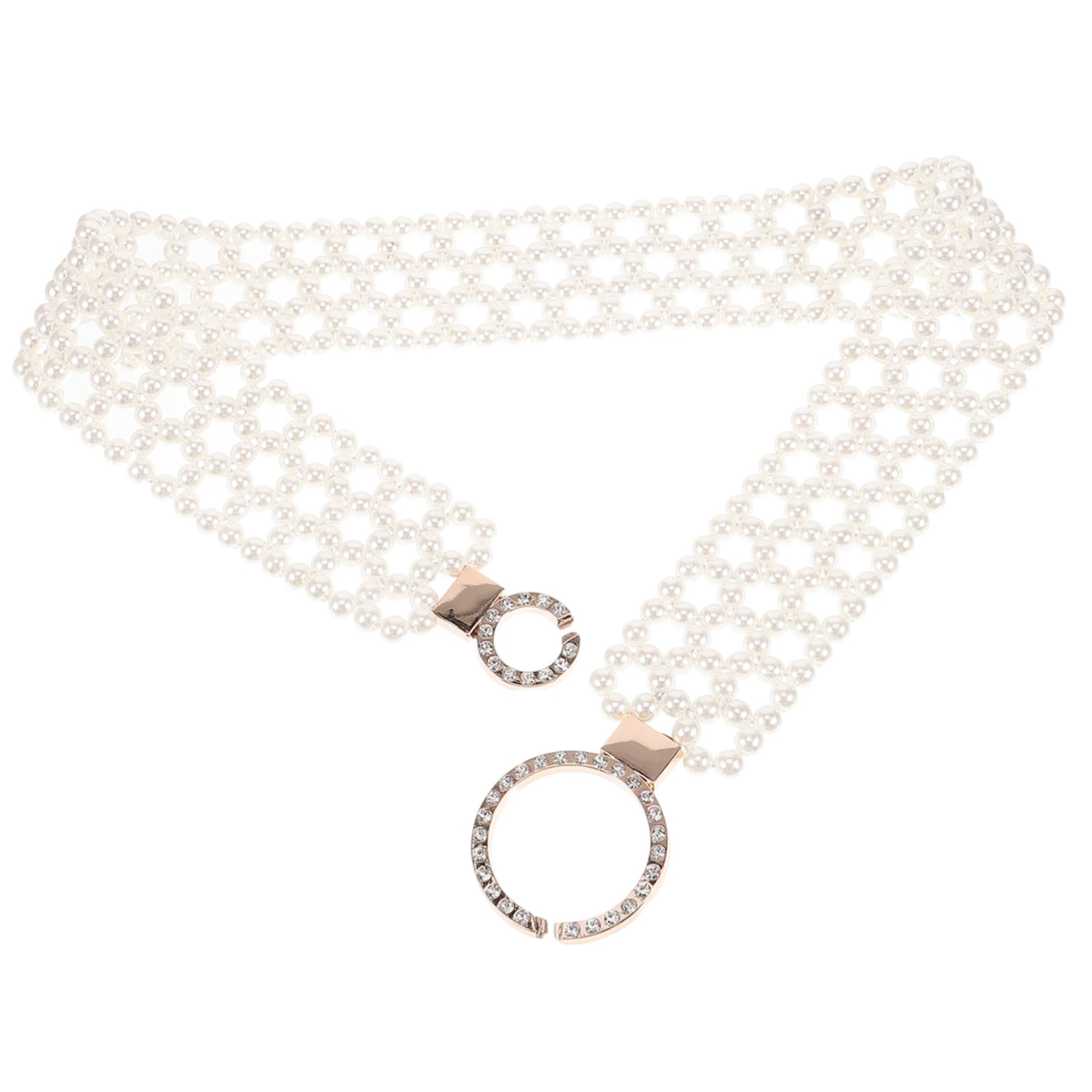 Ceinture tressée élastique blanche à perles avec boucle réglable VANZACK - 8