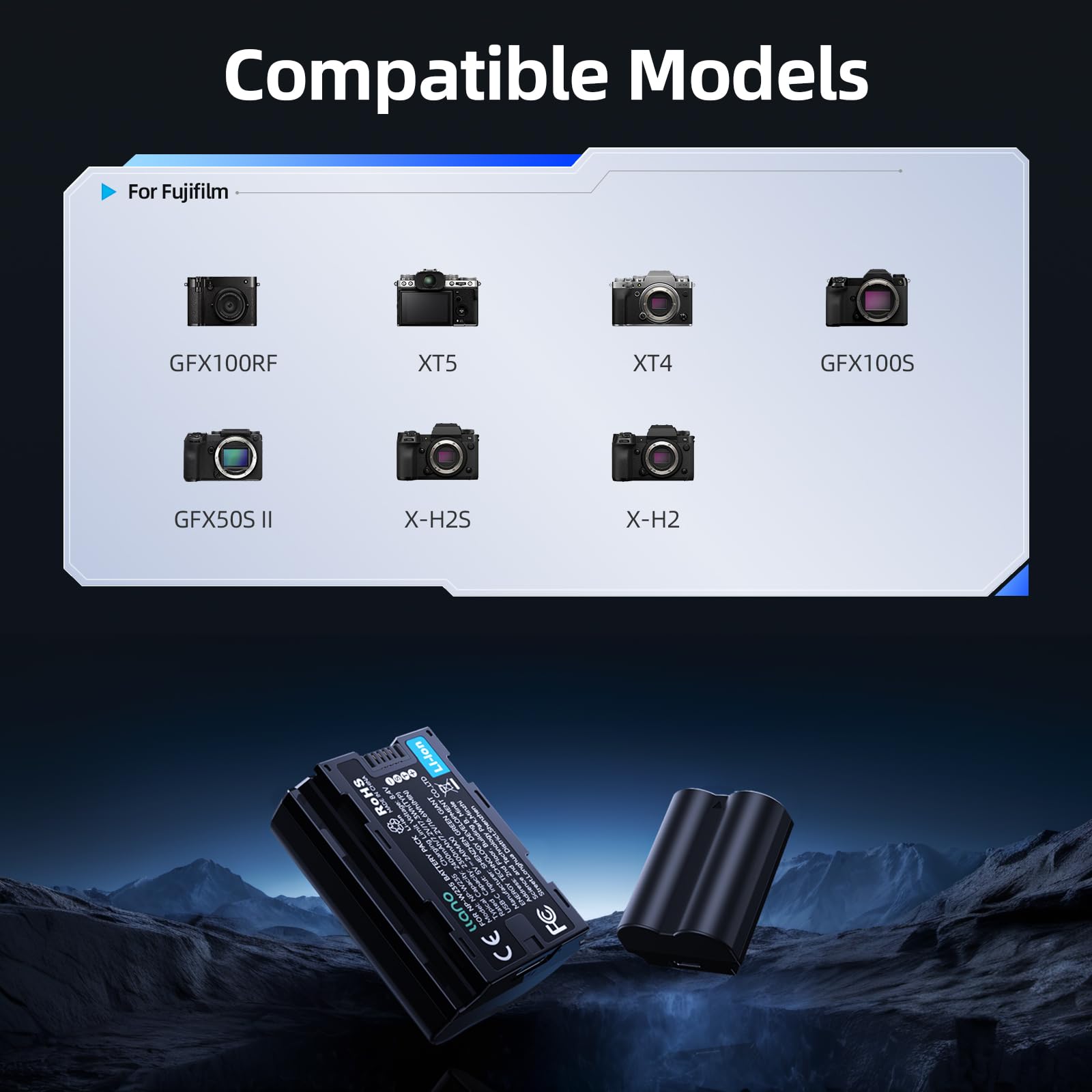 llano Batteria USB-C NP-W235 per fotocamere Fujifilm XT5, XT4, XT50, GFX100RF, VG-XT4, X-S20, GFX100S, GFX50S II, X-H2S, X-H2, capacità enorme 2400 mAh, completamente decodificata, 2,8 H carica