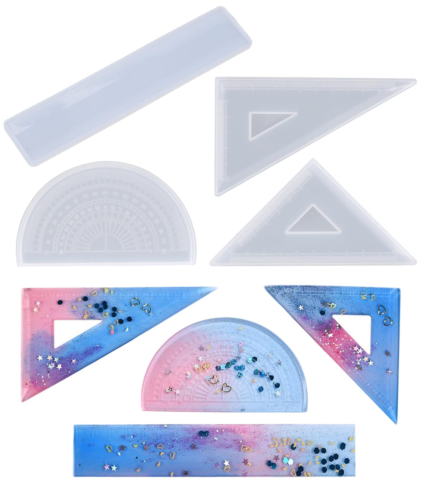 Amazon.com: Nifocc 4 Pcs Ruler Silicone Mold Straight Ruler Triangle ...