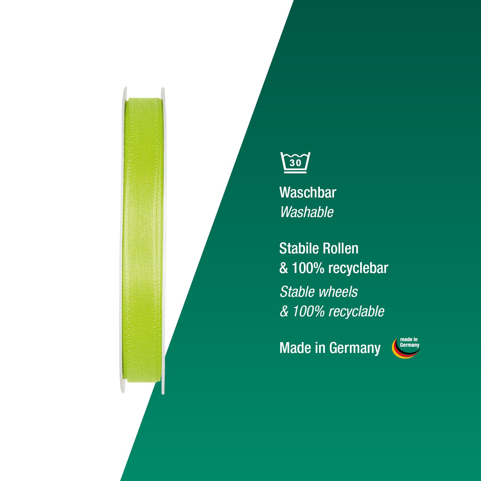 Halbach Seidenbänder Gift Ribbon Width 10 mm Length 25 m Ribbon Made in Germany Gift Ribbons in a Variety of Colours and Widths Perfect for Packaging and Decorating Colour: Light Green - Image 3
