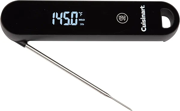 Cuisinart LED Digital Pro Instant Read Thermometer, Calibrated Ambidextrous Waterproof Meat Thermometer for Home & Grill, Lift to Wake Ultra Fast 0.6s Read Time, Home Gadget, BBQ, Smoker, Oil Fry